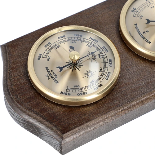 Stație meteo retro - culoare wenge cu cadrane aurii - 3