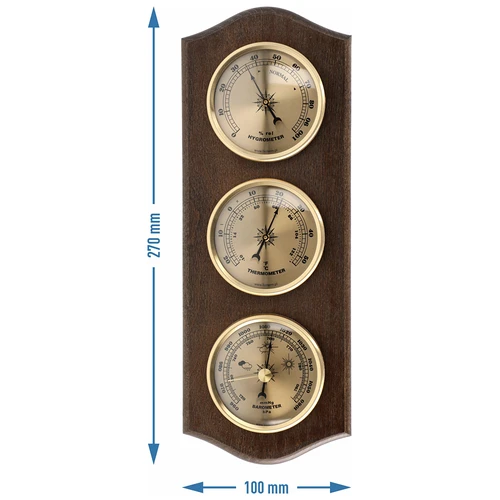 Stație meteo retro - culoare wenge cu cadrane aurii - 5