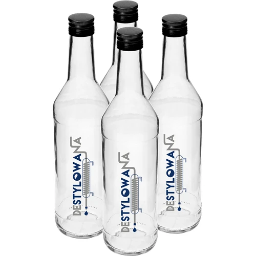 Sticlă 0,5 L cu capac și imprimare Distilată - 4 buc. - 2