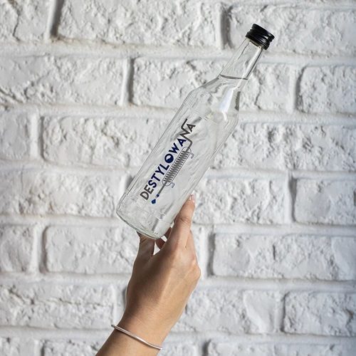 Sticlă 0,5 L cu capac și imprimare Distilată - 4 buc. - 8