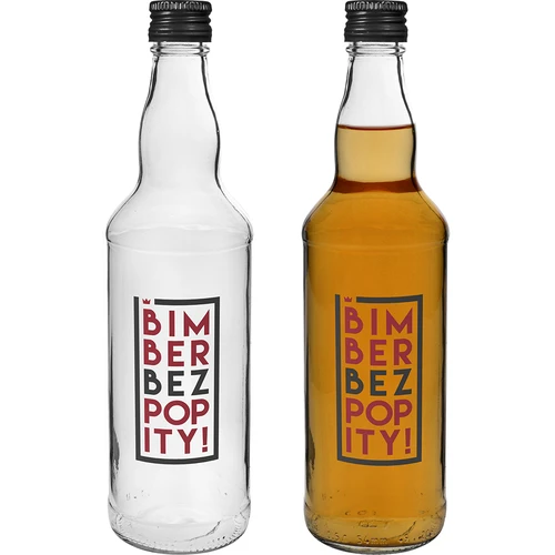 Sticlă 0,5 L cu capac și imprimare în 2 culori Bimber Bez Popity - 4 buc. - 6