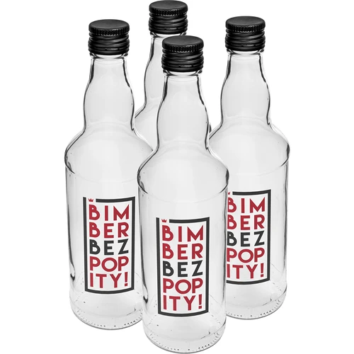 Sticlă 0,5 L cu capac și imprimare în 2 culori Bimber Bez Popity - 4 buc. - 2