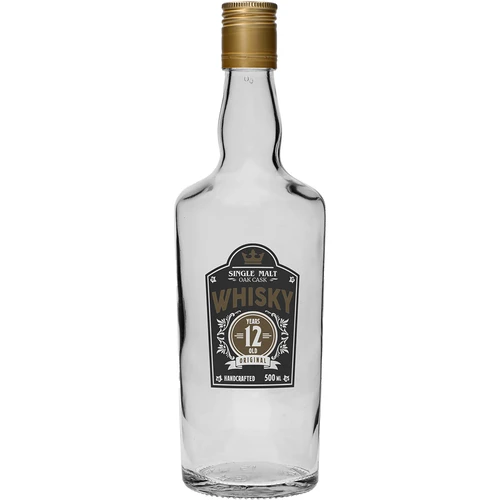 Sticlă 0,5 L cu capac și imprimare în 2 culori Whisky - 4 buc. - 3