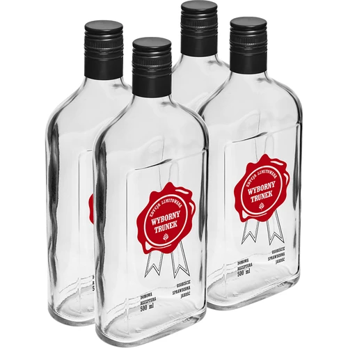 Sticlă 0,5 L cu capac și imprimare în 2 culori Wyborny Trunek - 4 buc. - 2