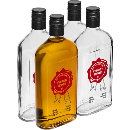 Sticlă 0,5 L cu capac și imprimare în 2 culori Wyborny Trunek - 4 buc.