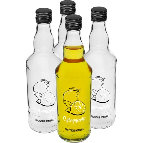 Sticlă 0,5 L cu capac și imprimare Limonadă 4 buc