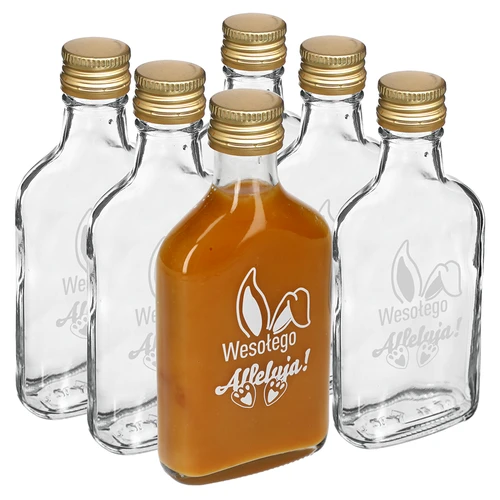 Sticlă 200ml cu capac, imprimare URECHI DE IEPURE 6buc