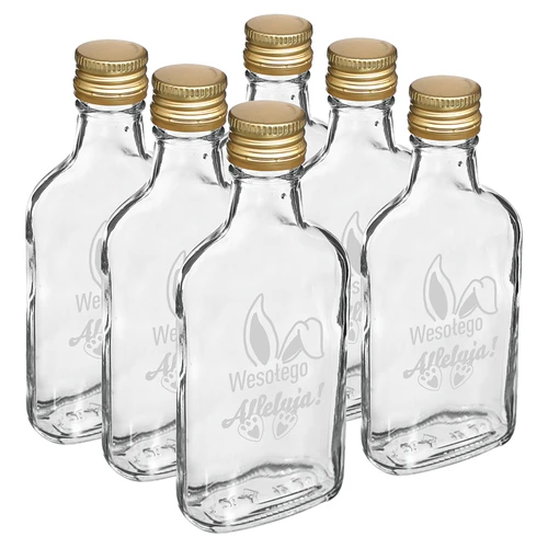 Sticlă 200ml cu capac, imprimare URECHI DE IEPURE 6buc - 2