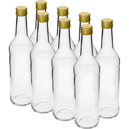 Sticlă 500 ml pentru vodcă simplă cu capace - 8 buc.