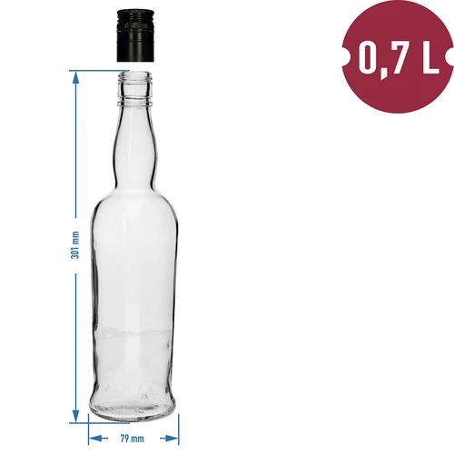 Sticlă Căpitan 700 ml cu capac - 6 buc - 5