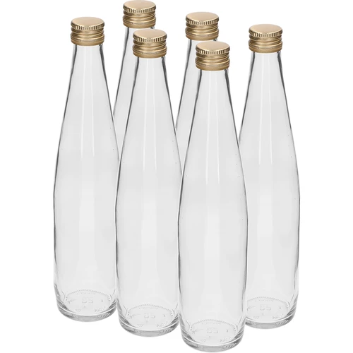 Sticlă Club 500 ml cu capac filetat auriu, set de 6 buc.