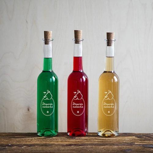 Sticlă de 350 ml cu dop, imprimare Lichior de casă - 10