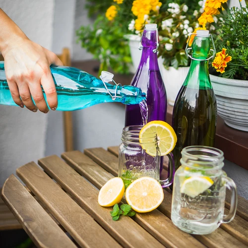 Sticlă de sticlă 1 L cu închidere ermetică - în diferite culori - 5