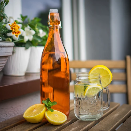 Sticlă de sticlă 1 L cu închidere ermetică - în diferite culori - 3