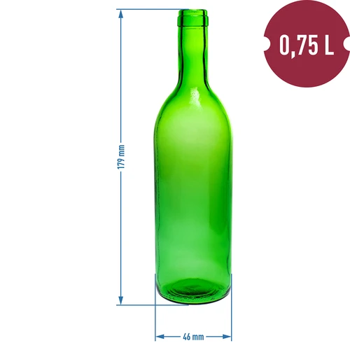 Sticlă de vin 0,75L cu dopuri și capace - 12 buc. - 6