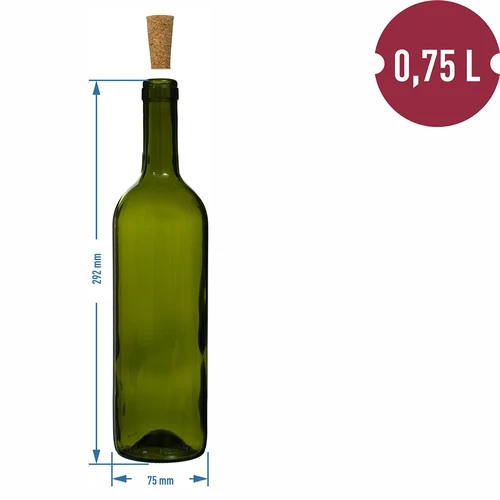 Sticlă de vin verde măsliniu 0,75 L - pachet de 8 buc. - 6
