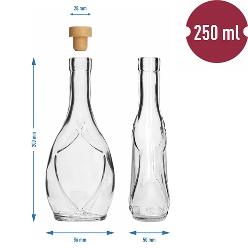 Sticlă decorativă ICONA 250 ml, cu dop tip ciupercă, 1 bucată - 5