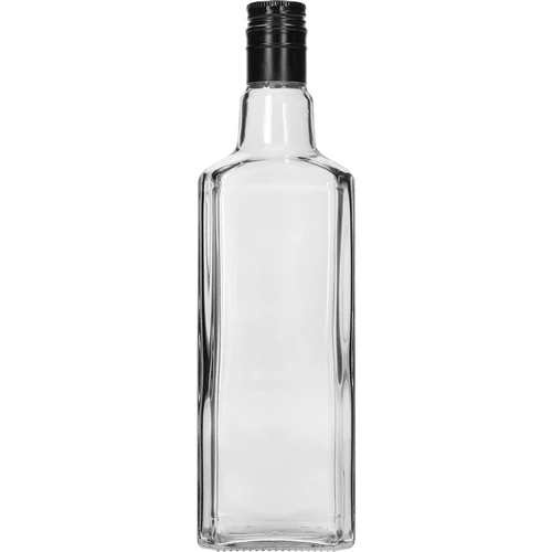 Sticlă decorativă TYNKTURA 0,5 L, cu capac cu filet negru, lung, fi 28 mm, 1 bucată