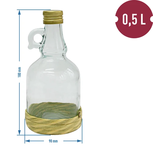 Sticlă Gallone 0,5 L cu împletitură, cu capac - 2