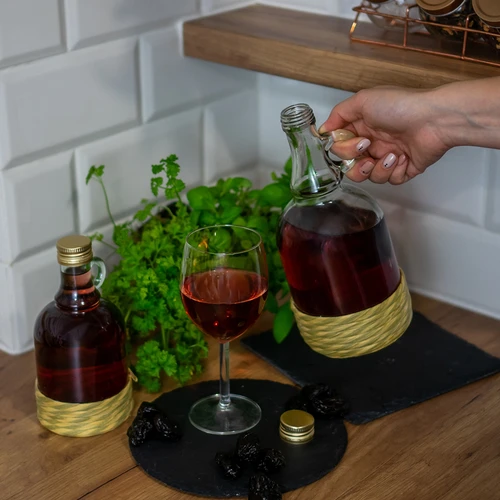 Sticlă Gallone 1L cu împletitură, cu capac - 5