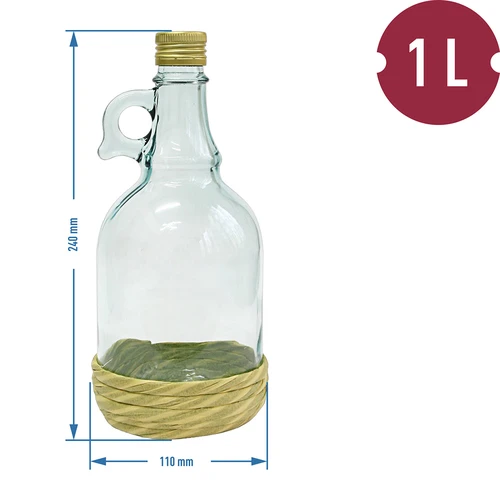 Sticlă Gallone 1L cu împletitură, cu capac - 3