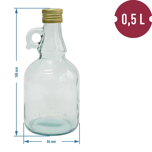 Sticlă Gallone fără împletitură, cu capac 0,5 L - 2