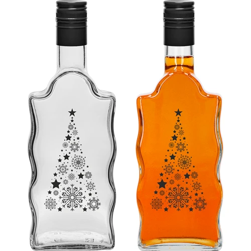 Sticlă Klasztorna 0,5 L cu capac cu filet negru și imprimeu Brad - 2