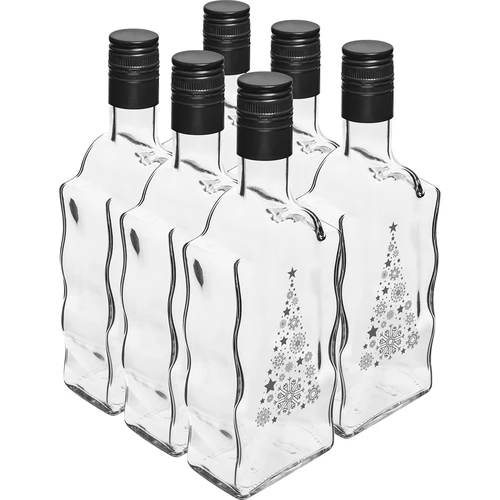 Sticlă Klasztorna 0,5 L cu capac cu filet negru și imprimeu Brad - 4