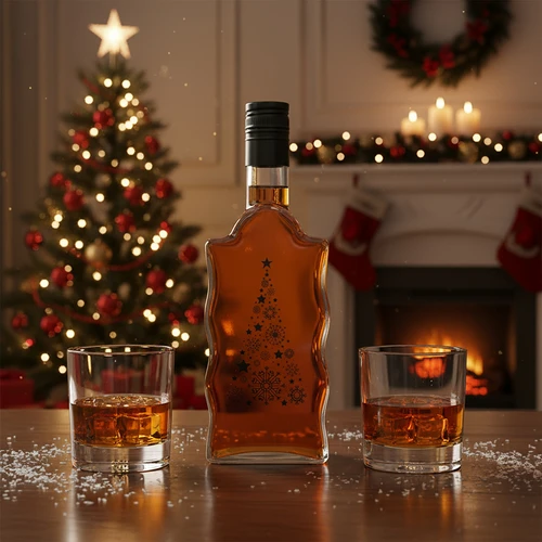 Sticlă Klasztorna 0,5 L cu capac cu filet negru și imprimeu Brad - 6