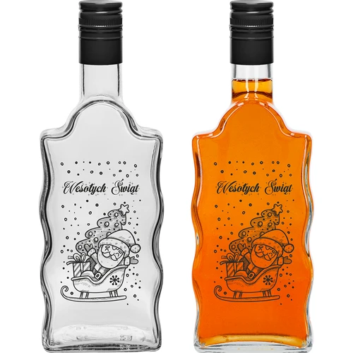 Sticlă Klasztorna 0,5 L cu capac negru și imprimeu cu Moș Crăciun - 2