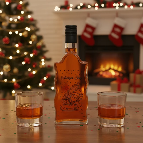 Sticlă Klasztorna 0,5 L cu capac negru și imprimeu cu Moș Crăciun - 6