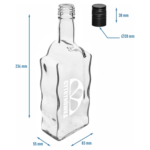 Sticlă Klasztorna 500 ml cu capac cu filet și inscripție „Cytrynówka”, model 2 - 5