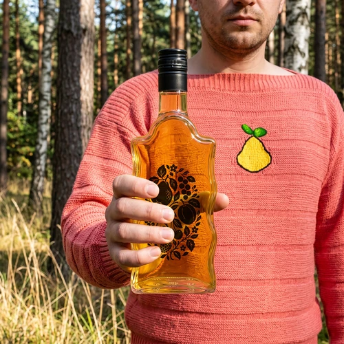 Sticlă Klasztorna 500 ml cu capac și imprimeu „Fructe”, model 1 - 8