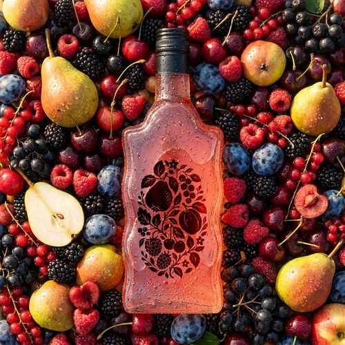 Sticlă Klasztorna 500 ml cu capac și imprimeu „Fructe”, model 1 - 6
