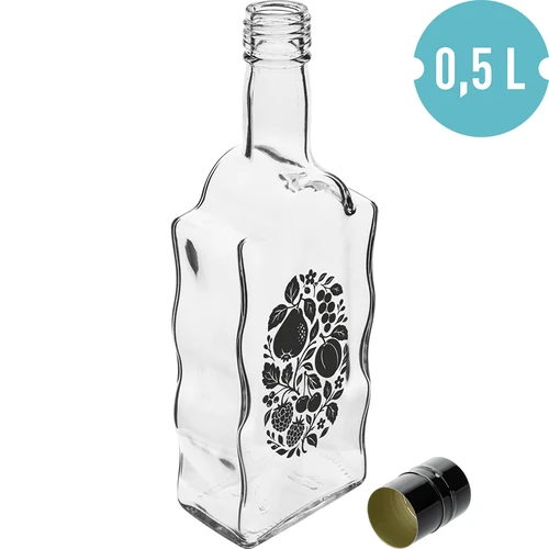 Sticlă Klasztorna 500 ml cu capac și imprimeu „Fructe”, model 1 - 2