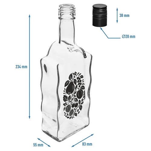 Sticlă Klasztorna 500 ml cu capac și imprimeu „Fructe”, model 1 - 5