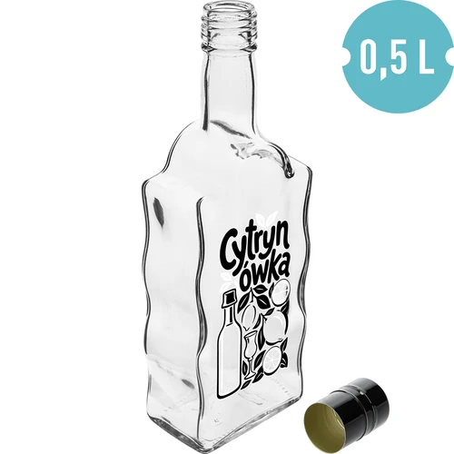 Sticlă Klasztorna 500 ml cu capac înfiletabil și inscripția „Cytrynówka”, model 1 - 2