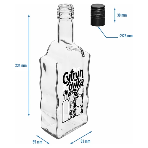 Sticlă Klasztorna 500 ml cu capac înfiletabil și inscripția „Cytrynówka”, model 1 - 5