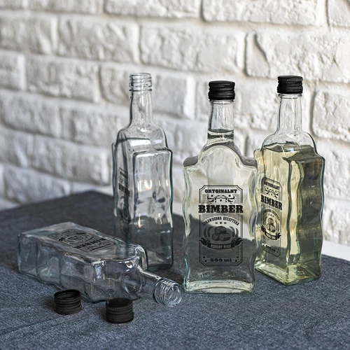 Sticlă Klasztorna 500 ml cu capac cu filet, inscripție „Bimber”, 1 buc. - 6