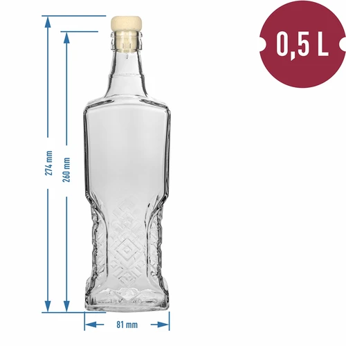 Sticlă de cămară 500 ml cu dop din plută - 5