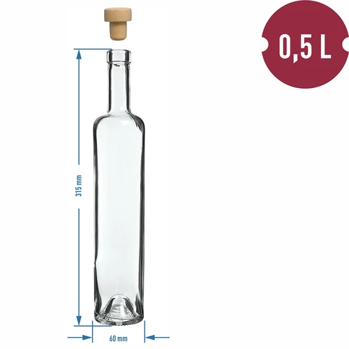 Sticlă Marina cu dop, albă 0,5 L - 4