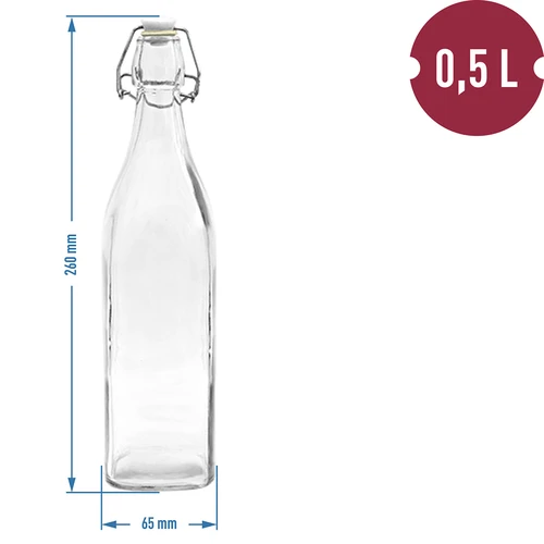 Sticlă Pătrată cu închidere ermetică 0,5 L - 2