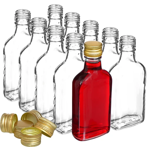 Sticlă pentru lichioruri ploscuță cu capac 200 ml 10 buc - 2