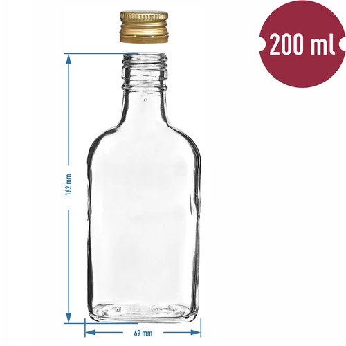 Sticlă pentru lichioruri ploscuță cu capac 200 ml 10 buc - 6