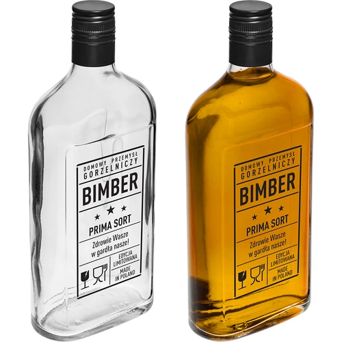 Sticlă Ploscă 0,5 L cu capac și imprimare Rachiu PRL - 4