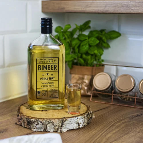 Sticlă Ploscă 0,5 L cu capac și imprimare Rachiu PRL - 6