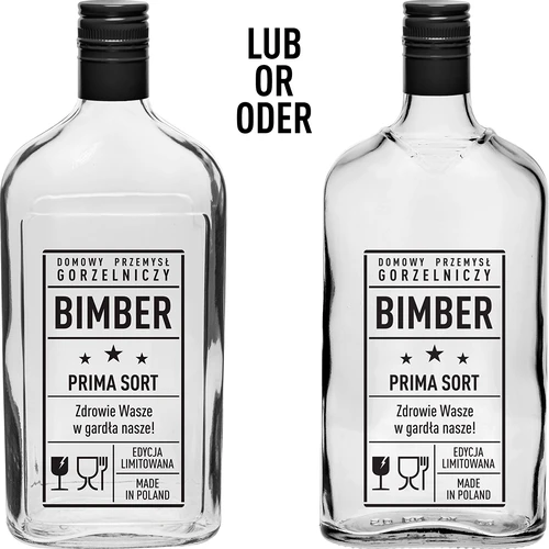 Sticlă Ploscă 0,5 L cu capac și imprimare Rachiu PRL - 2