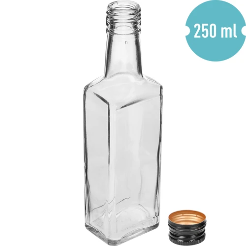Sticlă Receptura 250 ml, cu capac negru, 1 buc. - 2