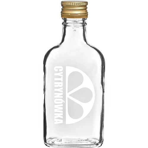 Sticlă tip ploscă 200 ml cu capac și inscripție „Cytrynówka”, model 2