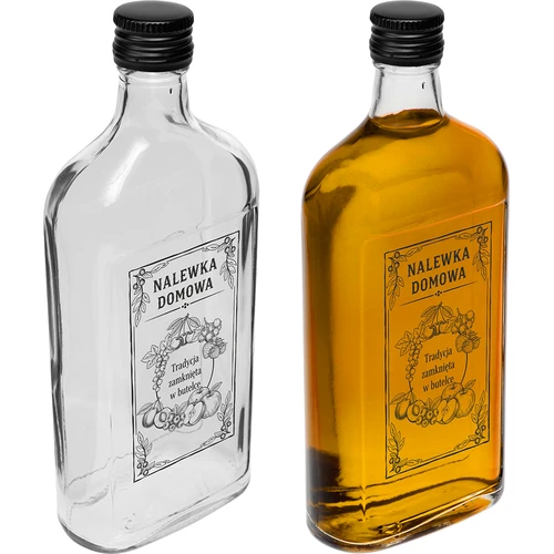 Sticlă tip ploscă 500 ml cu capac filetat, inscripție „Nalewka domowa”, 1 buc. - 2